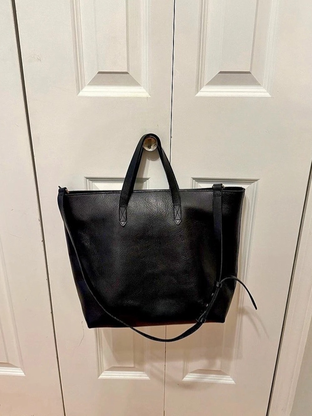 Madewell The Zip-Top Transport Carryall Black Leather Tote excellent condition
